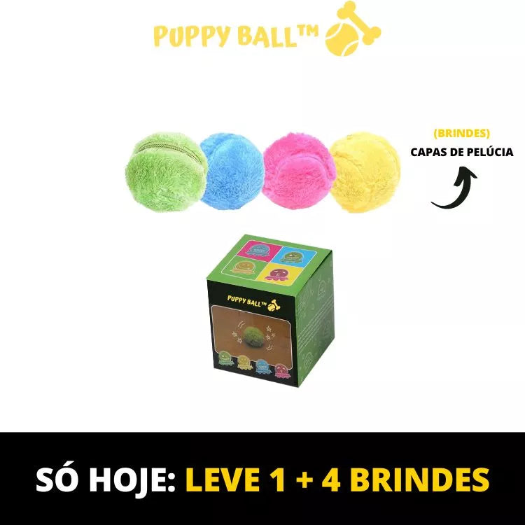 1 Puppy Ball™ Bolinha de Rolagem Automática + 4 Brindes (Capas de Pelúcia) - Ideia Shopping